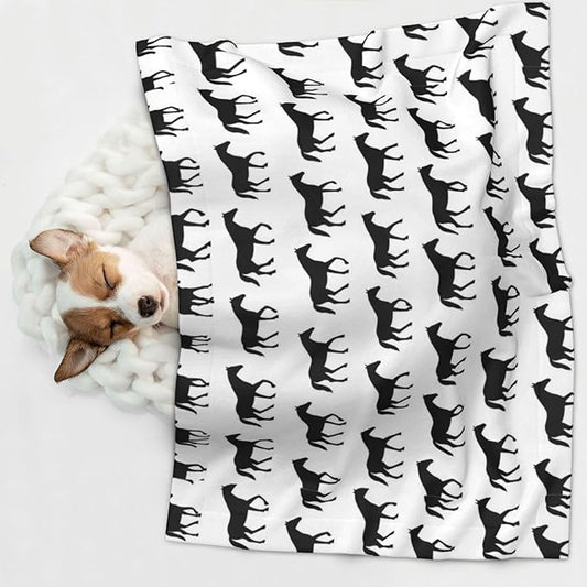 Reversible Plush Dot Pet Blanket for Dogs and Cats, Abstract Horse, Ultra Soft Two Sided Design with Warm Fuzzy Side and Smooth Side for Comfort