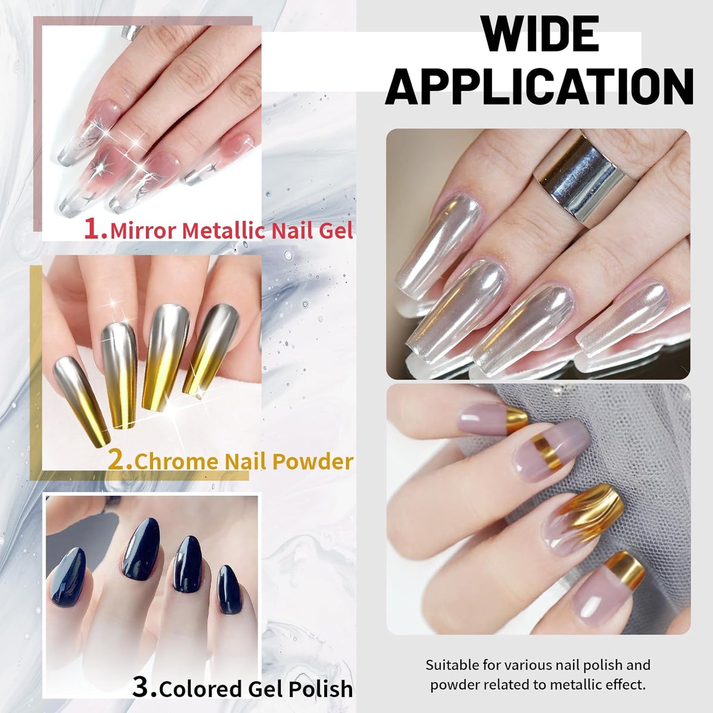 15ml Base Coat for Metallic Painting Gel, No Wipe Base Polish for Chrome Nail Powder, Mirror Nail Gel, Easy to Make Mirror Effect