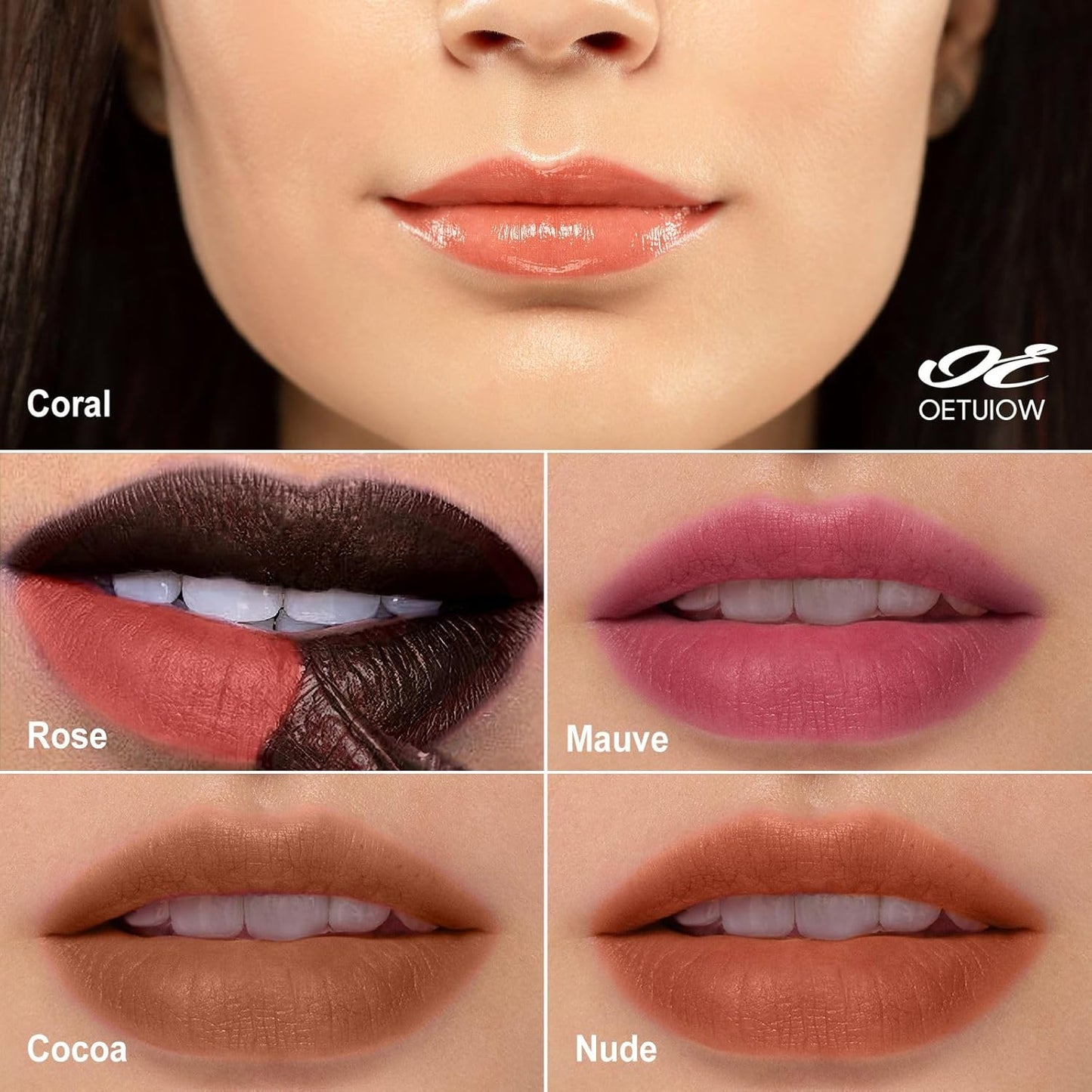 OETUIOW Lip Stain - All Day Lip Stain Peel Off, Naturally Moisturizing Lightweight Glow-Boosting Non-Sticky, Vegan Lip Makeup Gift for Her (Rose)
