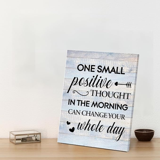 Inspirational Farmhouse Canvas Print Wall Art Decor One Small Positive Thought
