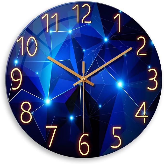 Big Wall Clock for Living Room Decor Blue Decorative Wall Clocks Battery