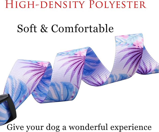 Dog Collar with Bohemia Floral Tribal Geometric Patterns - Soft Ethnic Style Collar Adjustable for Small Medium Large Dogs (Purple Flower,XS)