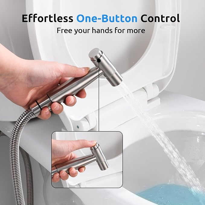 Arofa Hands-Free Handheld Bidet Sprayer for Toilet, Jet Spray Adjustable Water Flow Muslim Shower with Bidet Hose, Stainless Steel Toilet Faucet Kit for Baby Cloth Diaper Cleaning