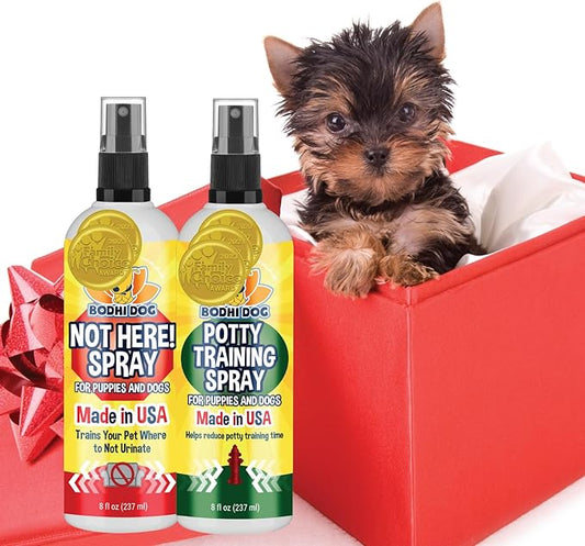 Bodhi Dog Not Here! Spray & Potty Training Spray - Puppy Training for Potty Pads - Indoor & Outdoor Potty Training for Dogs & Puppies - Safe and Effective Formula - Made in USA, New Puppy Bundle