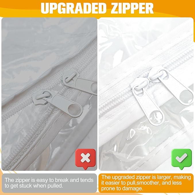 Plastic Storage Bags with Easy-Glide Zipper, Pack of 6, Durable Clear Vinyl Zippered Storage Bags for Clothes Sweaters Comforters Blankets Sheets Bedding (23.6 x 16.9 x 13.8 Inch)