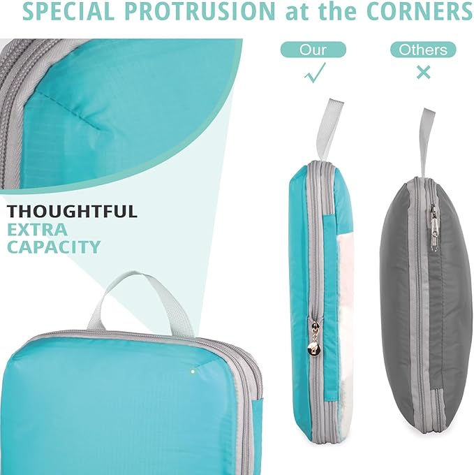 See Through Expandable Compression Packing Cubes, Mesh Travel Packing Cubes for Suitcases, Lightweight Organizers Bag Set for Travel Essentials for Luggage
