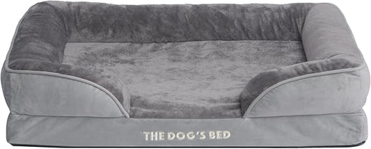 The Dog’s Bed Replacement Outer Cover & Bolster for Standard Foam Beds, Flannel Fabric, Silver Grey, Large