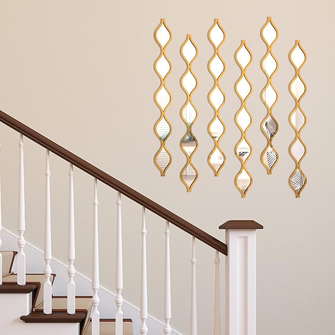 Yulejo 6 Pcs Acrylic Teardrop Mirror Decor