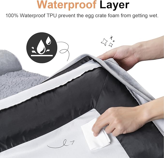 Large Dog Bed Orthopedic Washable: Beds Bolster XL Bed Big XLarge Dogs Memory Foam Couch Sofa Waterproof with Removable Cover