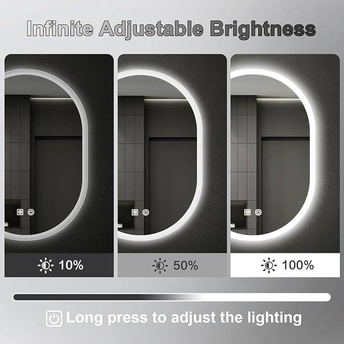 20x28 LED Bathroom Mirror with Lights Oval, Lighted Bathroom Vanity Mirror