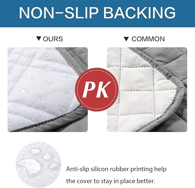 Waterproof Dog Bed Covers for Couch Protection, Water-Resistant Soft Dog Pet Blanket Anti-Slip Dog Blanket for Bed, for Furniture Bed Couch Sofa (Light Gray,82x102inch)
