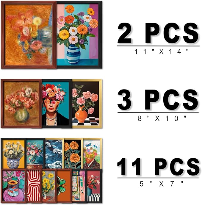 16 PCS Framed Eclectic Wall Art Decor, Mid Century Modern Maximalist Home