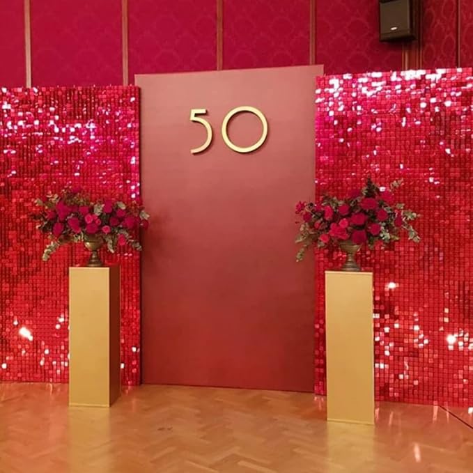 COKAOBE Red Shimmer Wall Backdrop, Photo Backdrops
