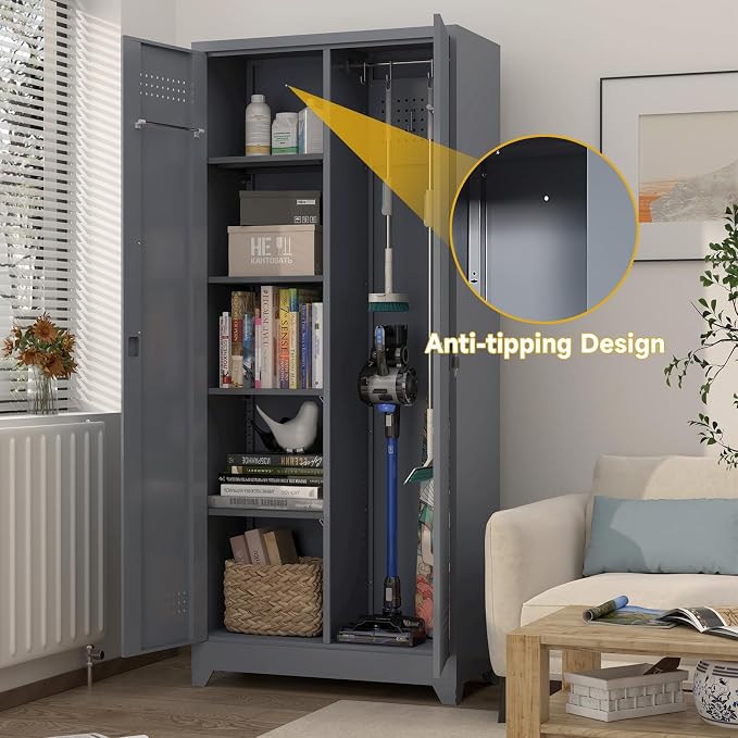 GREATMEET 72.8" H Tall Metal Garage Storage Cabinet