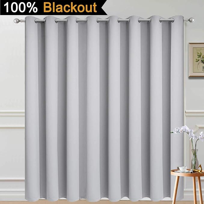 Yakamok 100% Blackout Extra Wide Thermal Insulated Curtains, Total Shade Patio