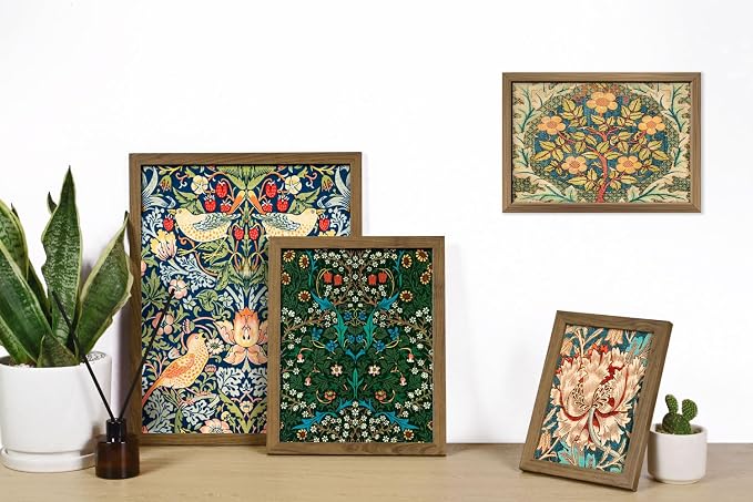 ANERZA 16 PCS Framed William Morris Wall Art Decor, Floral Wall Prints