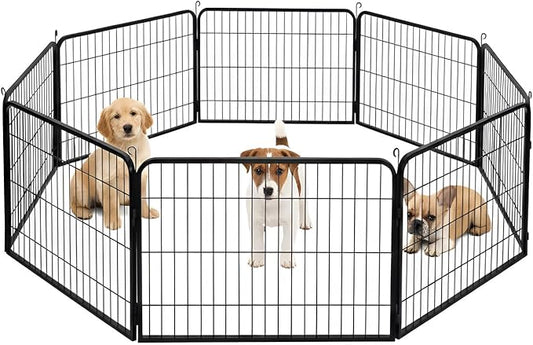 BestPet Dog Playpen 24 Inch 8 Panels Heavy Duty Metal Pet Exercise Pen Indoor Outdoor Without Door Fence Panels Anti-Skid Expandable Design