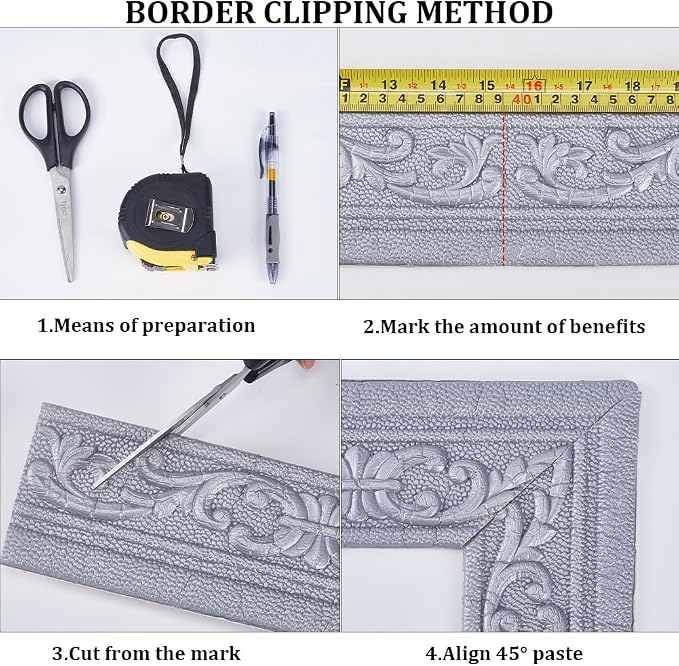CRASPIRE 82 x 3 Crown Molding Peel and Stick 3D Flexible Foam Wall Trim Silver