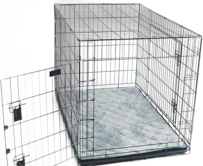 4Knines Extra Large Dog Crate Mat – Waterproof, Non-Slip, Machine Washable Crate Mat – Soft, Durable Kennel Mat for Dogs – Pet Bed for Crates, Travel or Home Use - Large (Black)