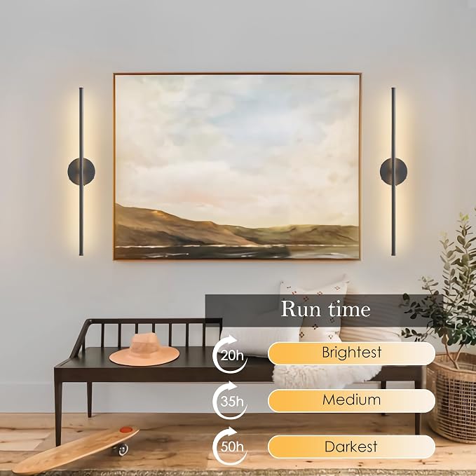 KARTOOSH Battery Operated Wall Sconces, Dimmable Wall Sconces Set of Two