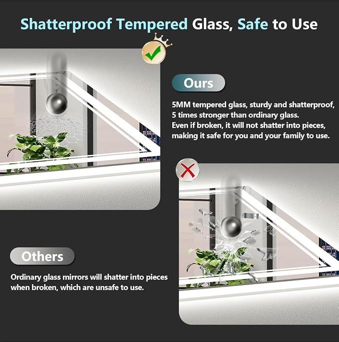 77x36 LED Bathroom Mirror with Lights, Backlit and Front Lit Anti-Fog Lighted