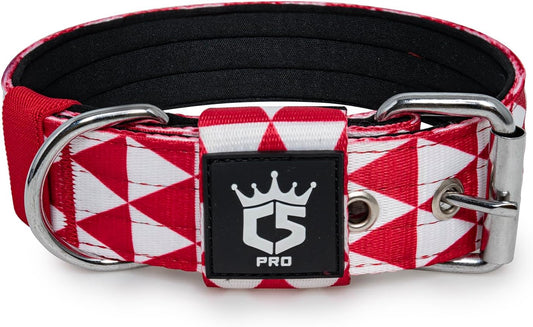 TSPRO Tactical Dog Collar 1.5 Inch Wide Thick Dog Collars with Heavy Duty Metal Buckle, Durable, Strong, Adjustable for Medium to Large Dogs (Geometric M)