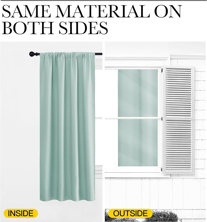 NICETOWN Blackout Curtains for Bedroom, Aqua Blue, 1 Pair, 62 by 63-inch