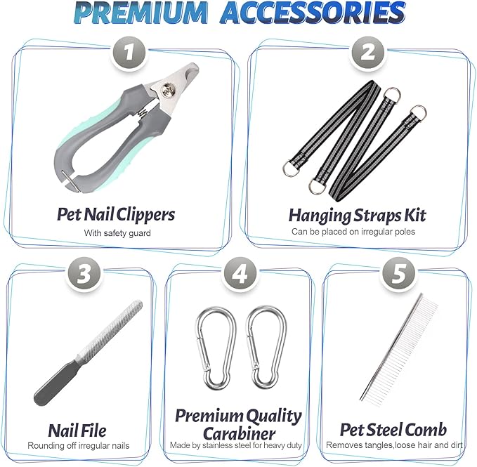 Pet Dog Grooming Hammock Harness for Grooming (XL 80lb), Dog Sling Holder for Clipping Nails with Clippers, Pet Comb