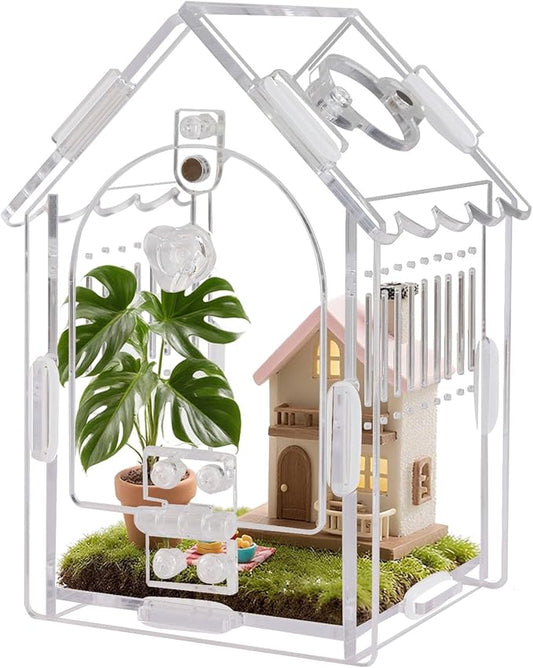 Acrylic Jumping Spider Enclosure 3.15"x3.15"x5.6" – Magnetic Front Opening Terrarium for Tarantulas, Mantis & Small Reptiles | Escape-Proof Habitat with Ventilation & No-Tool Assembly