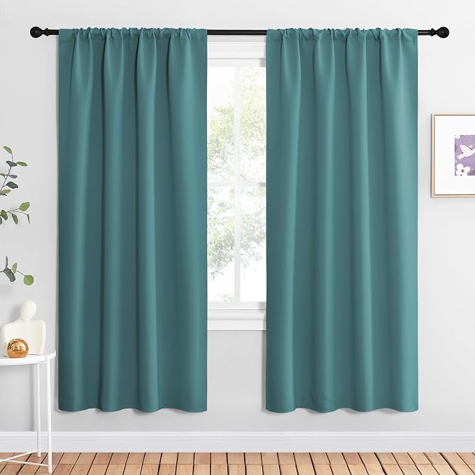 NICETOWN Blackout Curtains for Living Curtains, Sea Teal, 2 Panels, 42 by 72