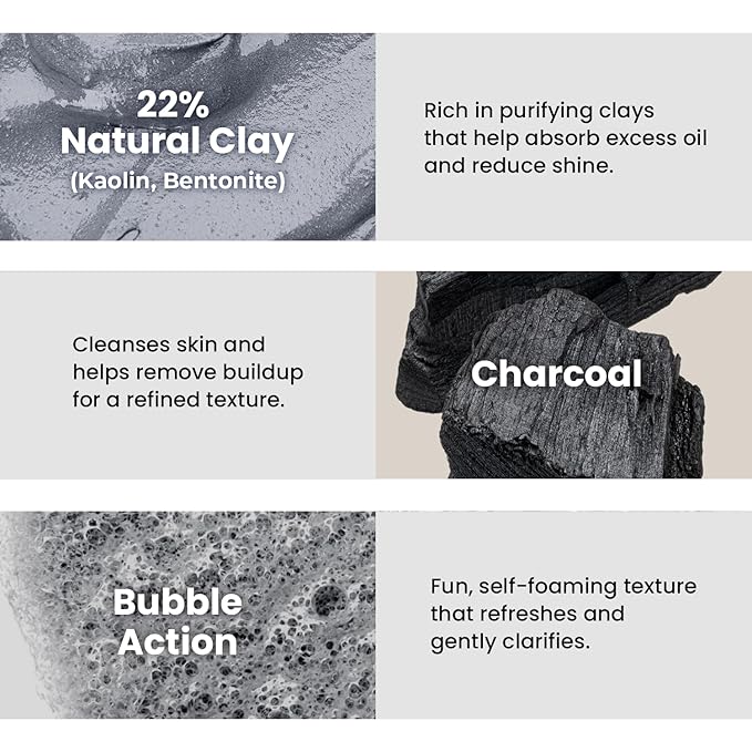 GLAM UP Clean Bubbling Carbonated Clay Mask for Face Purifying- Blackhead Remover, Peel Off, Pore Clearing, Deep Cleansing, Detoxing Bubble Clay Mask, Vegan 135ml (4.56 Fl Oz)