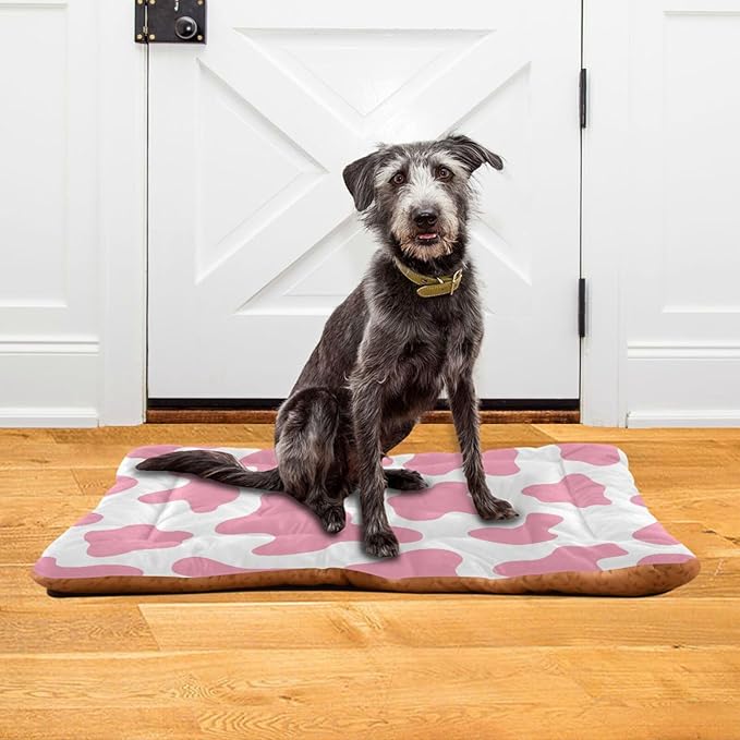 Pet Bed Pink Milk Cow Print Dog Bed Mat Absorbing Non Slip Pad Pet Sleeping Mat for Small, Medium, and Large Dogs Puppy Cat 36 in x 24 in