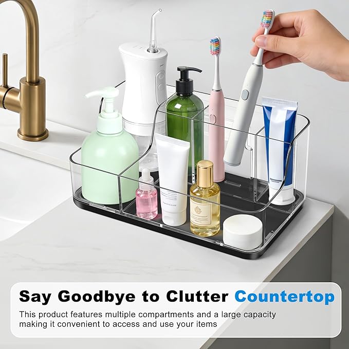 Black Cosmetic Storage Box Dressing Table & Bathroom Counter Storage Lipstick & Brush Beauty Organizer Dressing Table Skincare Organizer Suitable for Bathroom, Living Room, and Kitchen Storage