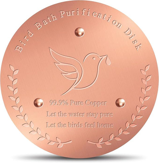 Bird Bath Copper Disk, Sturdy 1mm 99.9% Pure Copper Disk, Triple-Point Support Ensures Clean Water Year-Round, Fits Most Outdoor Birdbath Bowls (1)