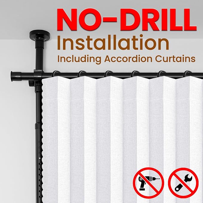 100% Blackout Room Divider Curtains Sets White W100 x L84 in 2 Panels No Drill