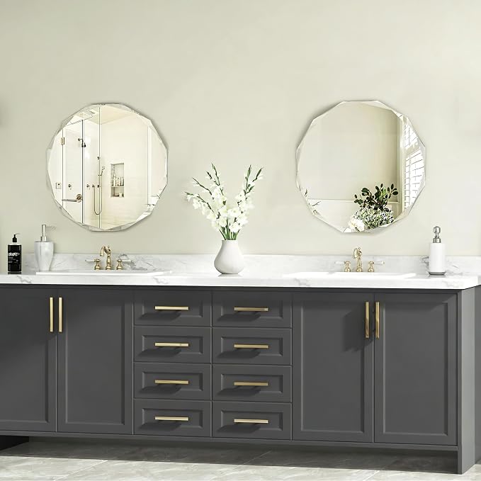 Bathroom Mirrors for Over Sink, Round Frameless Mirrors for Wall, 20x20 Inch