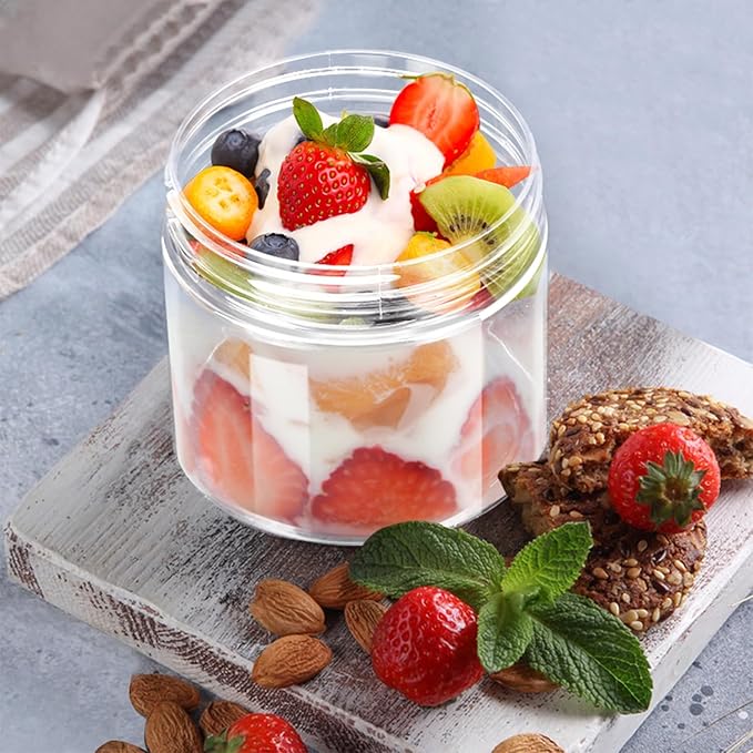 30 Packs 14 OZ Transparent Plastic Jars with black Lids, Body Butter Containers, Cosmetic Containers jars for Kitchen Ingredients, beads, sequins, Lotion, Cream, DIY Crafts and More by KUKLIPJIM.