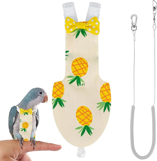 Bird Diaper Parrot Flight Suite with Flying Leash, Bird Clothes for Parrots, Conures, Monk Parakeets, Quaker Parrots, Green-Cheeked Conure, Black-Headed Caique, Chick, Ducks (Medium)