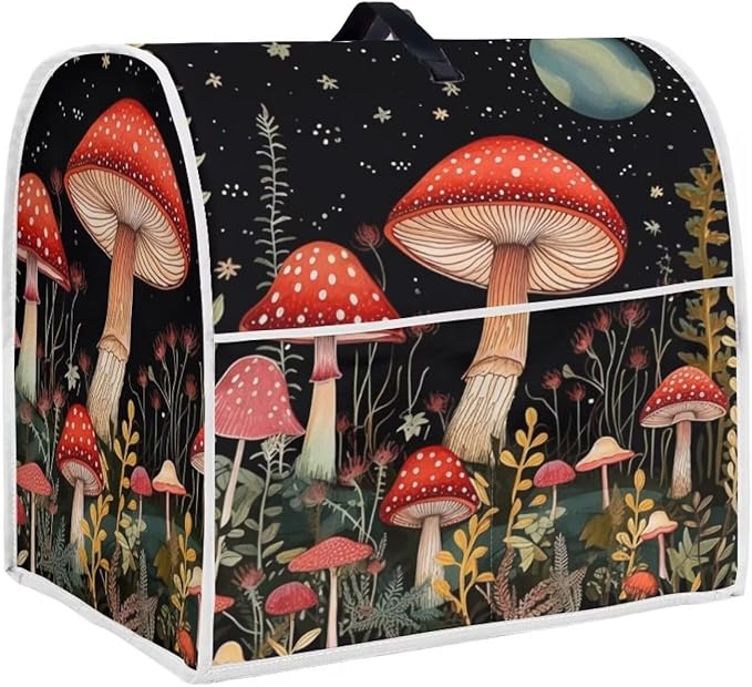 Moon Mushroom Mixer Cover Portable Stand Mixer Protector with Pockets Kitchen Appliance Cover for 4.5-5 Quart Coffee Makers & Juicers