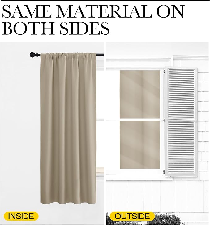 NICETOWN 2 Panels Blackout Curtains, Rod Pocket Thermal Insulated Drapess