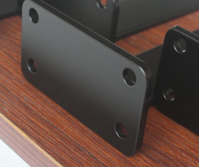 6 Pack - 4 inch Black Hidden L Shelf Bracket Iron Floating Shelf Brackets