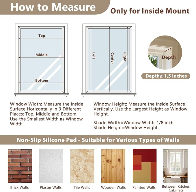 DEJAVU No Drill Cordless Blackout Roman Shades, Linen Textured Privacy Roman