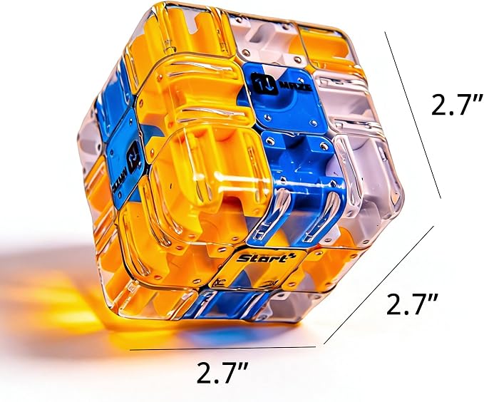 3D Rolling Ball Maze Cube Puzzle - Maze Cube for Kids Labyrinth 3D Puzzle Maze Cube Ball Twist Roll Brain Teaser Toys, Cultivate Logical Thinking for Puzzle Cube Gift for Adults Teens Kids (Blue)