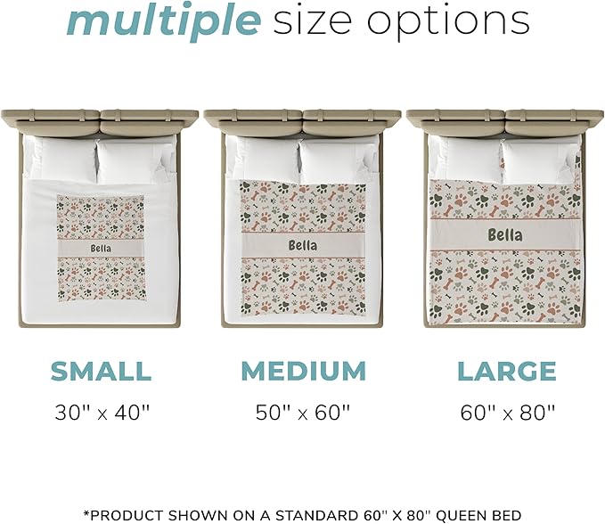 Prints Next Day – Custom 50" x 60" Plush Pet Lightweight Blanket Personalized with Pet Lightweight's Name - Paw Pattern - Gift for Dog Owners - Printed in America
