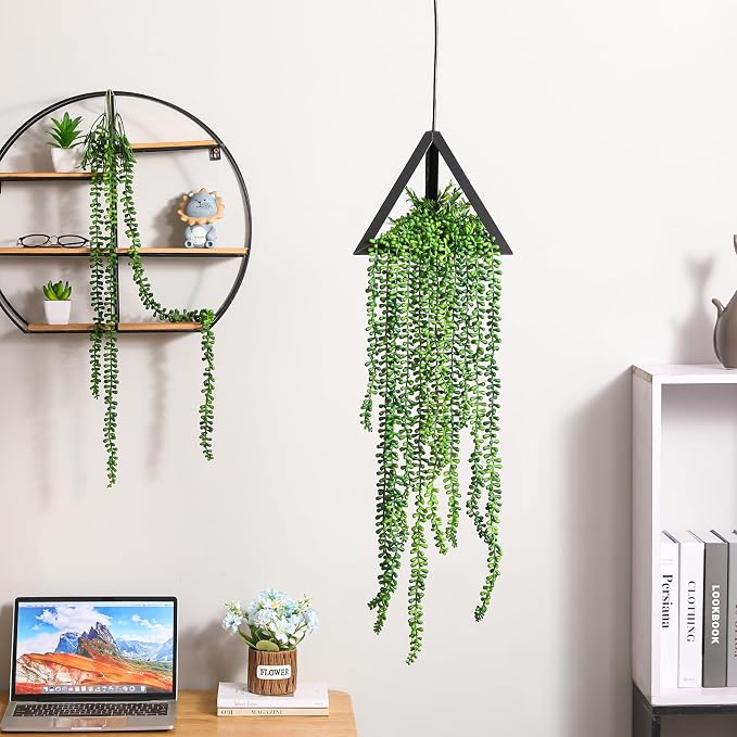 6pcs Artificial Succulents Hanging Plants, Fake Hanging Plant String of Pearls