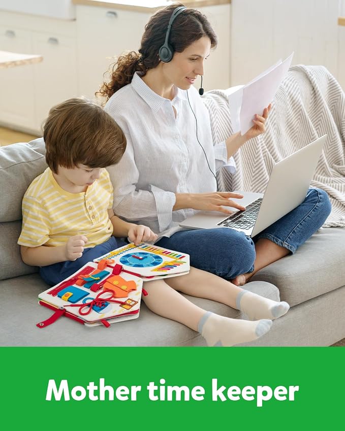 Coogam Toddler Felt Montessori Busy Book, Activity Busy Sensory Boards Fine Motor Skill Quiet Book Car Travel Busy Binder Autism Toys Preschool Learning Educational Toy Gift for 3 4 5 Year Old Kids