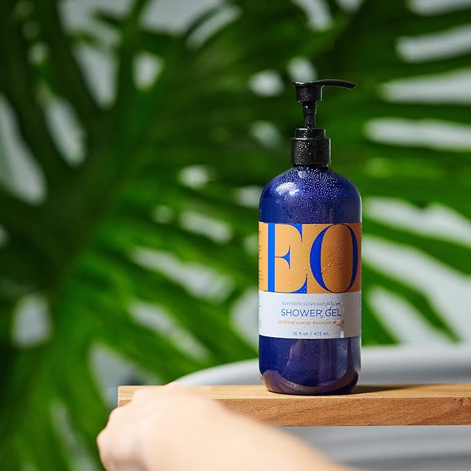 EO Shower Gel Body Wash, 16 Ounce (Pack of 2), Orange Blossom and Vanilla, Organic Plant-Based Skin Conditioning Cleanser with Pure Essentials Oils