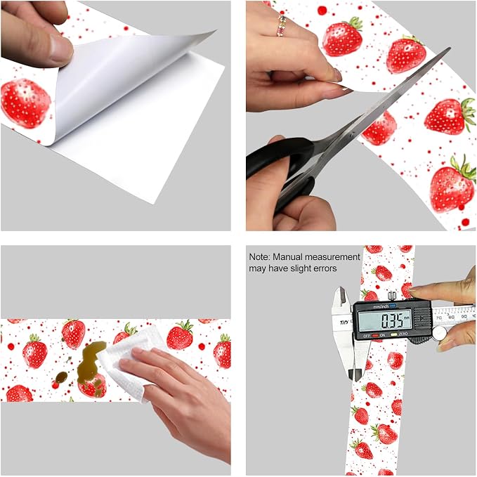 HOMETITUTE Wallpaper Border Peel and Stick Wall Border Strawberry Fruit Theme