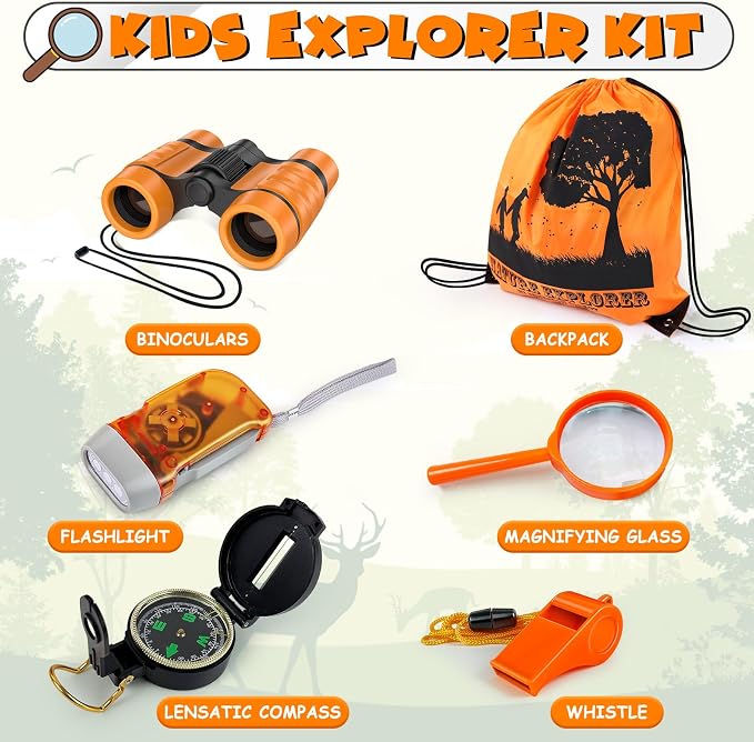 ESSENSON Kids Explorer Kit - Adventure Kit for Kids, Outdoor Explorer Kit with Binoculars, Summer Outdoor Toys for Kids Ages 4-8