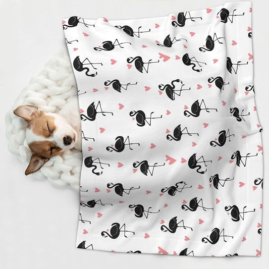 Reversible Dog Blanket for Beds Couches, Flamingo, Double Sided Cat Blanket with Textured Dot Feel and Smooth Feel for Seasonal Comfort All Year